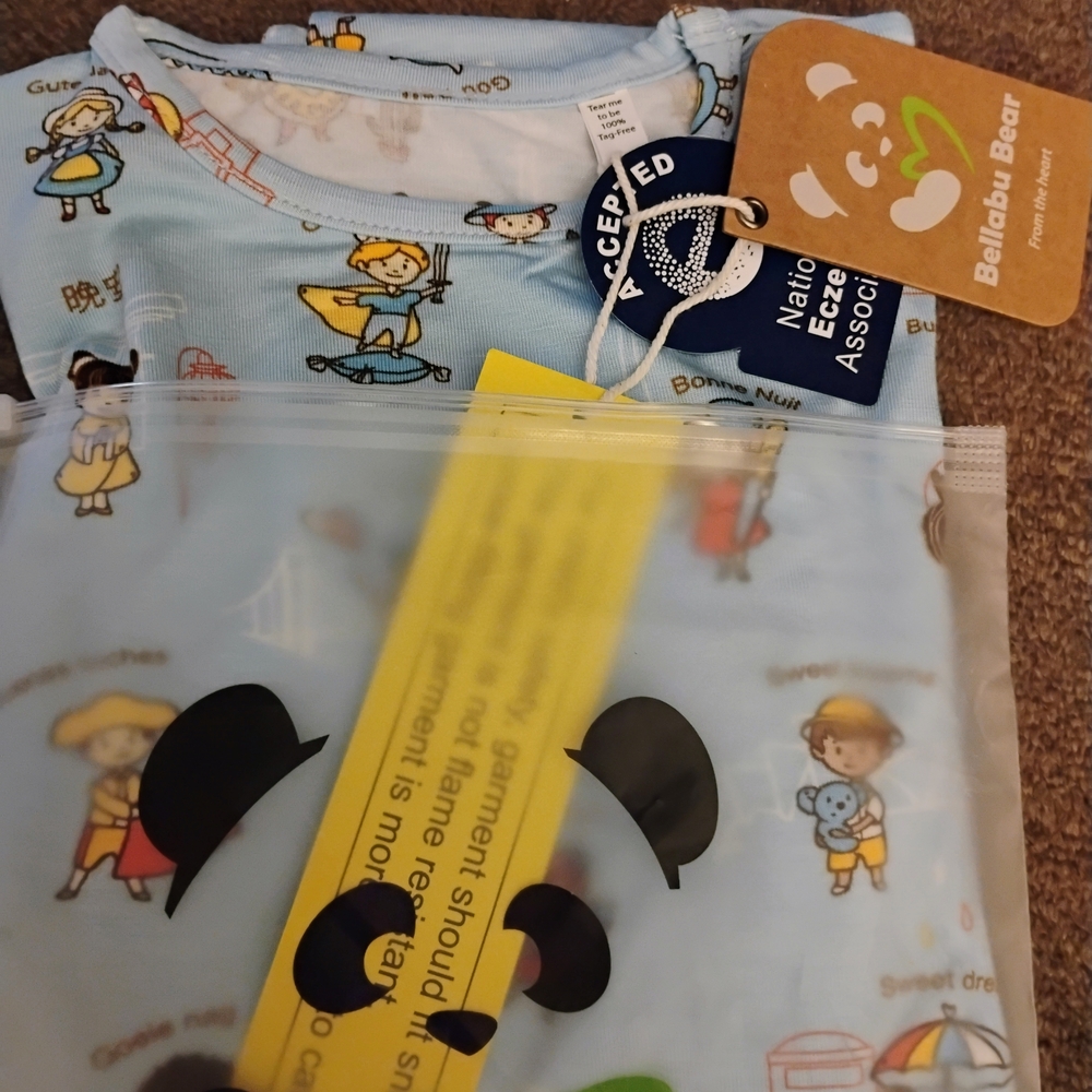 Bellabu Bear Light Blue Kids Pajama Set with Playful Character Print